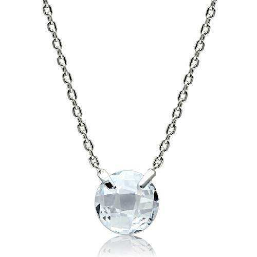 Alamode Rhodium Brass Necklace with AAA Grade CZ in Clear - Alamode - Flyclothing LLC