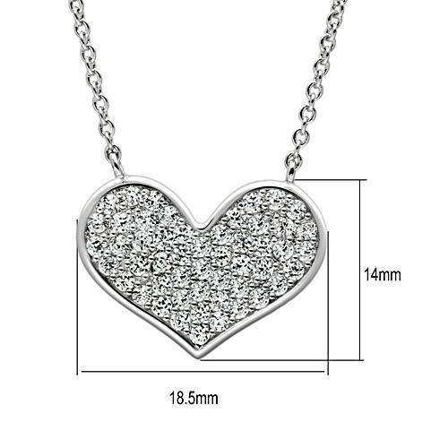 Alamode Rhodium Brass Necklace with AAA Grade CZ in Clear - Alamode - Flyclothing LLC