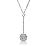Alamode Rhodium Brass Necklace with AAA Grade CZ in Clear - Alamode - Flyclothing LLC