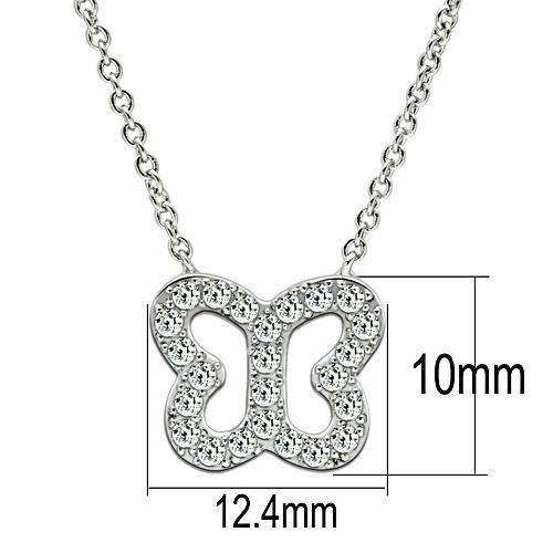 Alamode Rhodium Brass Necklace with AAA Grade CZ in Clear - Alamode - Flyclothing LLC