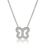 Alamode Rhodium Brass Necklace with AAA Grade CZ in Clear - Alamode - Flyclothing LLC