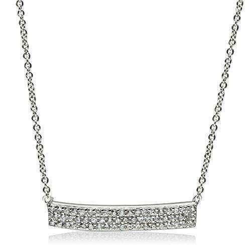 Alamode Rhodium Brass Necklace with AAA Grade CZ in Clear - Alamode - Flyclothing LLC