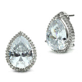 Alamode Rhodium Brass Earrings with AAA Grade CZ in Clear - Alamode - Flyclothing LLC