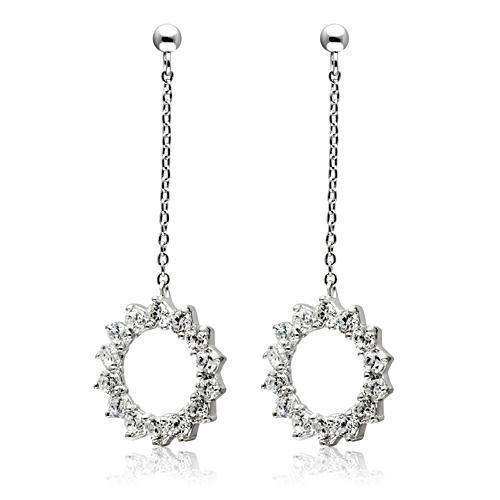 Alamode Rhodium Brass Earrings with AAA Grade CZ in Clear - Alamode - Flyclothing LLC