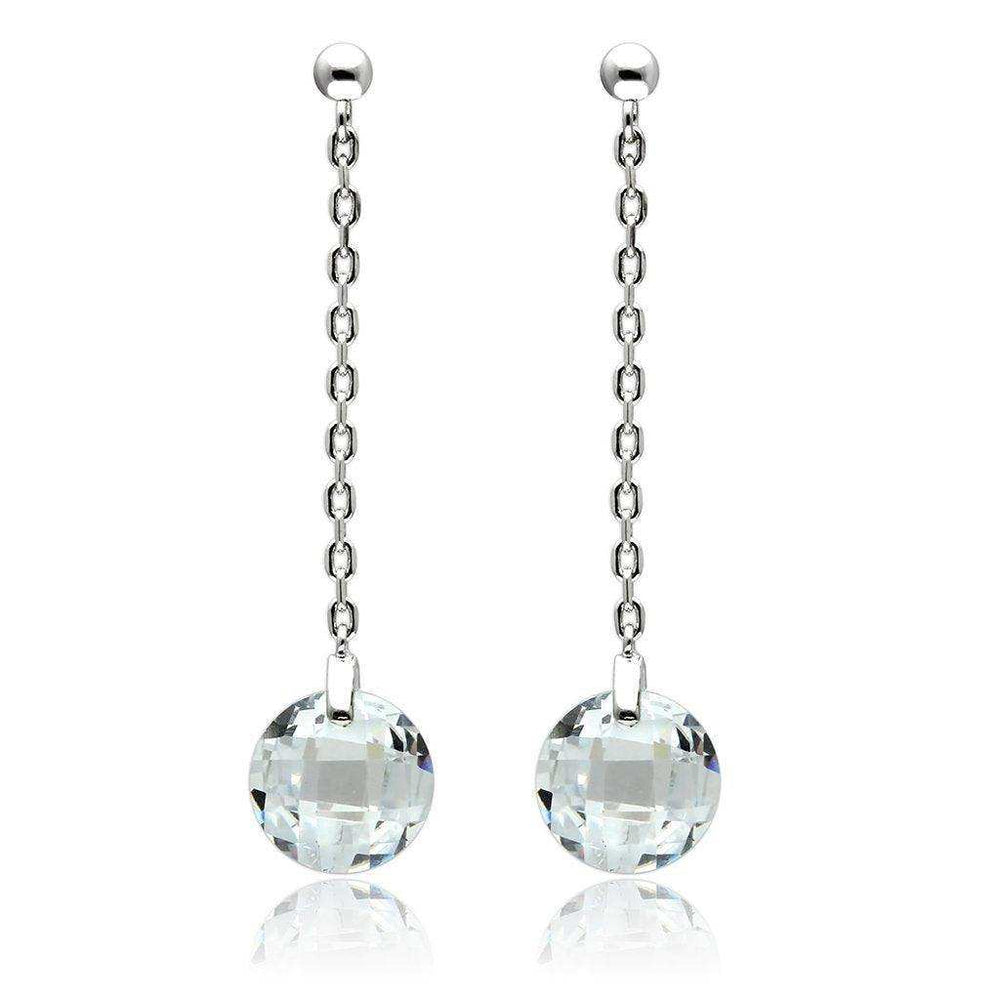 Alamode Rhodium Brass Earrings with AAA Grade CZ in Clear - Alamode - Flyclothing LLC
