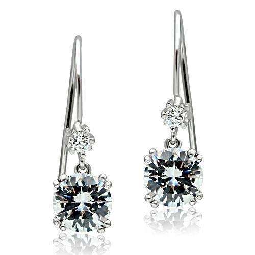Alamode Stainless Steel Earrings with AAA Grade CZ in Clear - Alamode - Flyclothing LLC