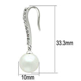 Alamode Rhodium Brass Earrings with Synthetic Pearl in White - Alamode - Flyclothing LLC