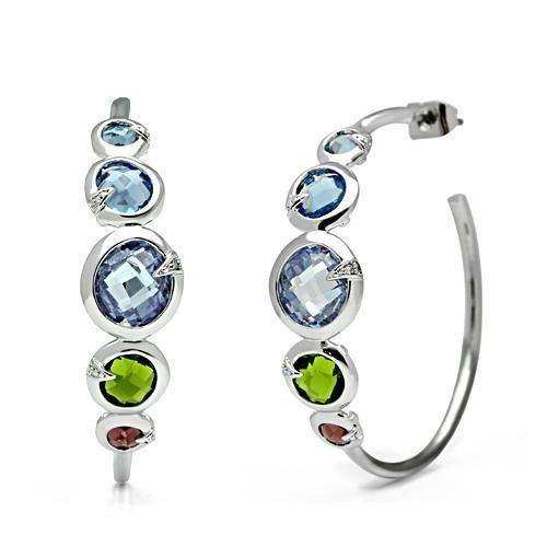 Alamode Rhodium Brass Earrings with AAA Grade CZ in Multi Color - Alamode - Flyclothing LLC