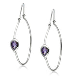Alamode Rhodium Brass Earrings with AAA Grade CZ in Amethyst - Alamode - Flyclothing LLC