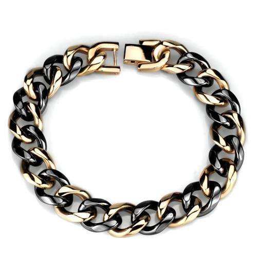 Alamode IP Rose Gold(Ion Plating) Stainless Steel Bracelet with Ceramic in Jet - Alamode - Flyclothing LLC
