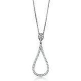 Alamode Rhodium Brass Chain Pendant with AAA Grade CZ in Clear - Alamode - Flyclothing LLC