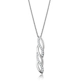 Alamode Rhodium Brass Chain Pendant with AAA Grade CZ in Clear - Alamode - Flyclothing LLC