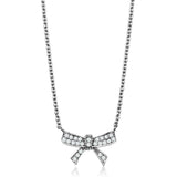 Alamode Rhodium Brass Chain Pendant with AAA Grade CZ in Clear - Alamode - Flyclothing LLC