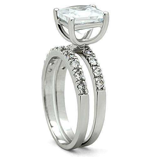 Alamode Rhodium Brass Ring with AAA Grade CZ in Clear - Alamode - Flyclothing LLC
