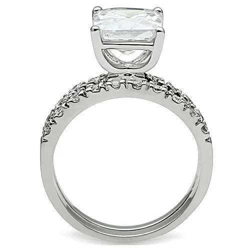 Alamode Rhodium Brass Ring with AAA Grade CZ in Clear - Alamode - Flyclothing LLC
