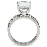Alamode Rhodium Brass Ring with AAA Grade CZ in Clear - Alamode - Flyclothing LLC