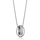 Alamode Rhodium Brass Chain Pendant with AAA Grade CZ in Clear - Alamode - Flyclothing LLC