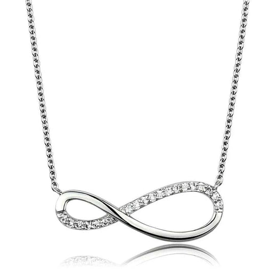 Alamode Rhodium Brass Chain Pendant with AAA Grade CZ in Clear - Alamode - Flyclothing LLC