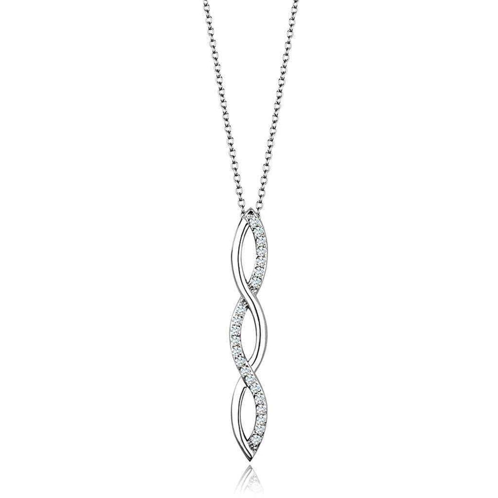 Alamode Rhodium Brass Chain Pendant with AAA Grade CZ in Clear - Alamode - Flyclothing LLC