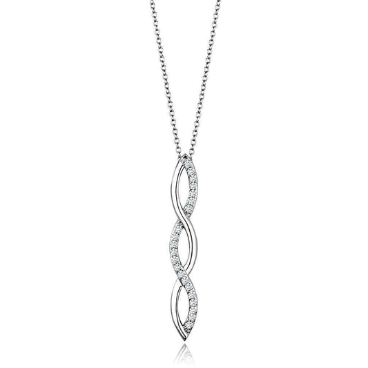 Alamode Rhodium Brass Chain Pendant with AAA Grade CZ in Clear - Alamode - Flyclothing LLC
