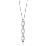 Alamode Rhodium Brass Chain Pendant with AAA Grade CZ in Clear - Alamode - Flyclothing LLC