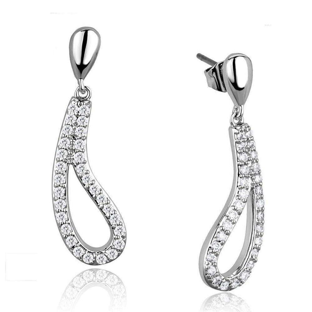 Alamode Rhodium Brass Earrings with AAA Grade CZ in Clear - Alamode - Flyclothing LLC