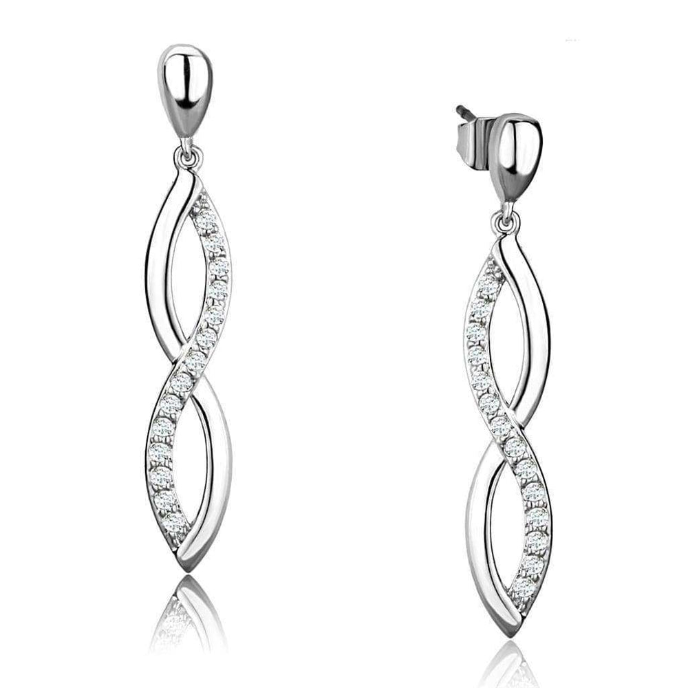 Alamode Rhodium Brass Earrings with AAA Grade CZ in Clear - Alamode - Flyclothing LLC