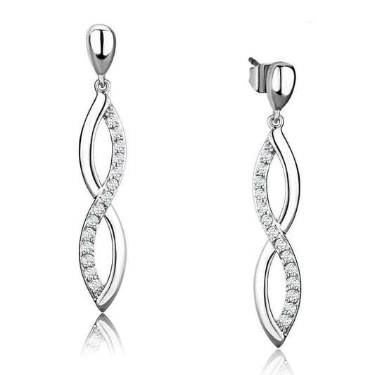 Alamode Rhodium Brass Earrings with AAA Grade CZ in Clear - Alamode - Flyclothing LLC