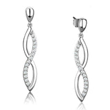 Alamode Rhodium Brass Earrings with AAA Grade CZ in Clear - Alamode - Flyclothing LLC