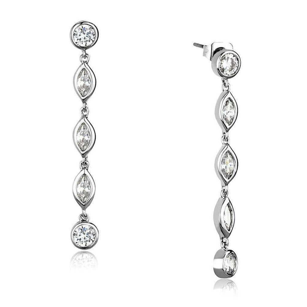 Alamode Rhodium Brass Earrings with AAA Grade CZ in Clear - Alamode - Flyclothing LLC