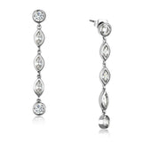 Alamode Rhodium Brass Earrings with AAA Grade CZ in Clear - Alamode - Flyclothing LLC