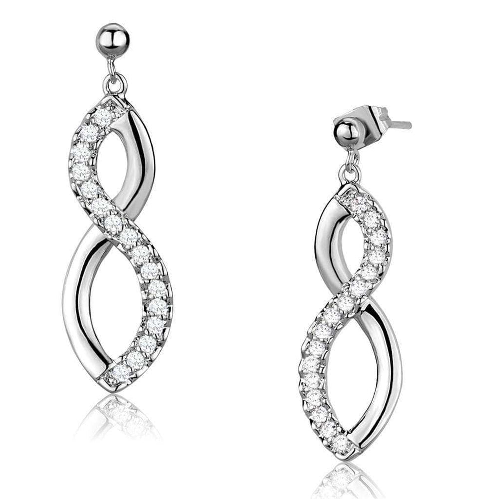 Alamode Rhodium Brass Earrings with AAA Grade CZ in Clear - Alamode - Flyclothing LLC