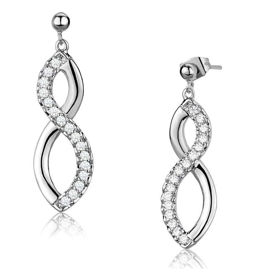 Alamode Rhodium Brass Earrings with AAA Grade CZ in Clear - Alamode - Flyclothing LLC