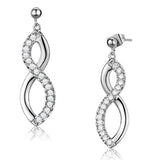 Alamode Rhodium Brass Earrings with AAA Grade CZ in Clear - Alamode - Flyclothing LLC
