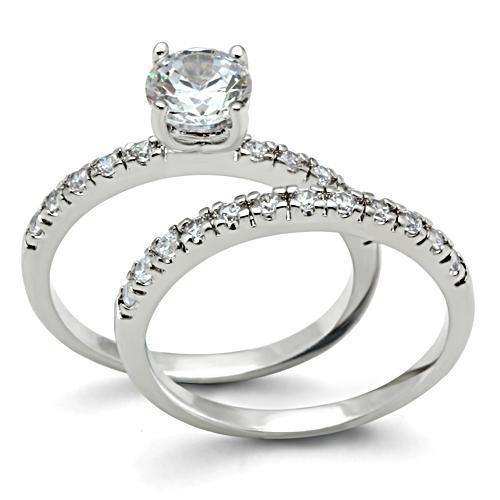 Alamode Rhodium Brass Ring with AAA Grade CZ in Clear - Alamode - Flyclothing LLC