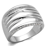Alamode Rhodium Brass Ring with AAA Grade CZ in Clear - Alamode - Flyclothing LLC