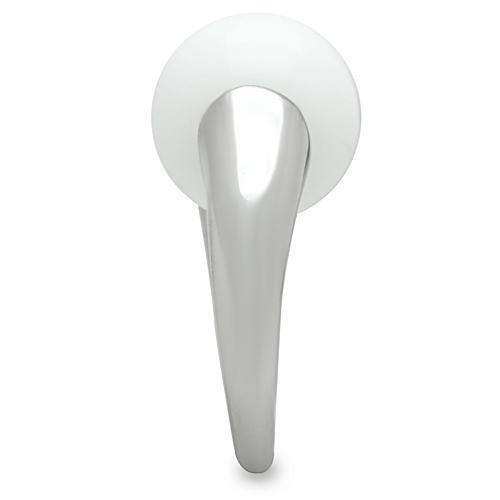 Alamode Rhodium Brass Ring with Synthetic Glass Bead in White - Alamode - Flyclothing LLC