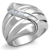 Alamode Rhodium Brass Ring with AAA Grade CZ in Clear - Alamode - Flyclothing LLC