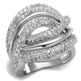Alamode Rhodium Brass Ring with AAA Grade CZ in Clear - Alamode - Flyclothing LLC