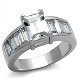 Alamode Rhodium Brass Ring with AAA Grade CZ in Clear - Alamode - Flyclothing LLC