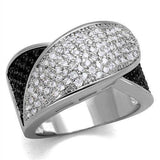 Alamode Rhodium + Ruthenium Brass Ring with AAA Grade CZ in Black Diamond - Alamode - Flyclothing LLC