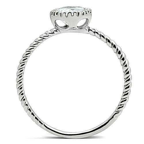Alamode Rhodium Brass Ring with AAA Grade CZ in Clear - Alamode - Flyclothing LLC