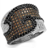Alamode Rhodium + Ruthenium Brass Ring with AAA Grade CZ in Multi Color - Alamode - Flyclothing LLC