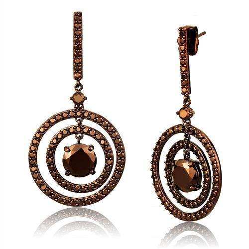 Alamode IP Coffee light Brass Earrings with AAA Grade CZ in Light Coffee - Alamode - Flyclothing LLC