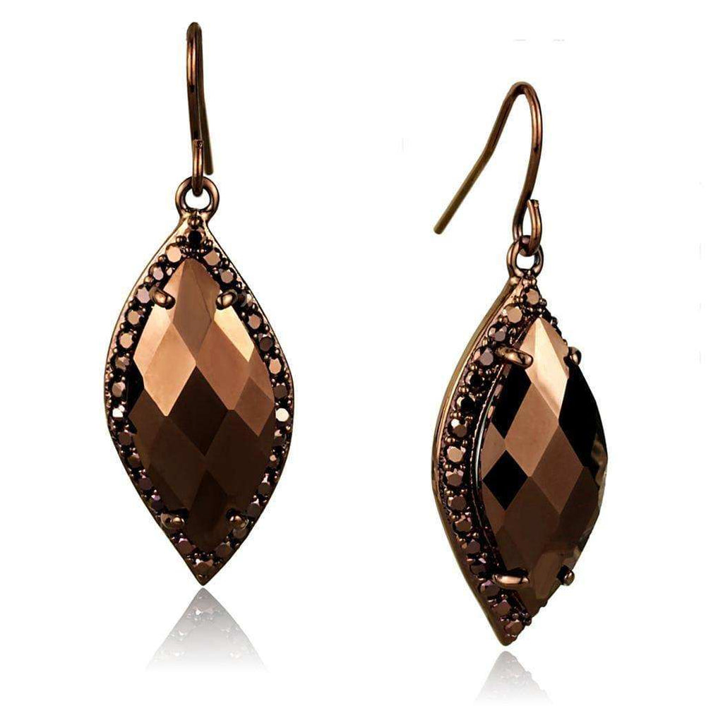 Alamode IP Coffee light Brass Earrings with AAA Grade CZ in Light Coffee - Alamode - Flyclothing LLC