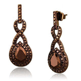 Alamode IP Coffee light Brass Earrings with AAA Grade CZ in Light Coffee - Alamode - Flyclothing LLC