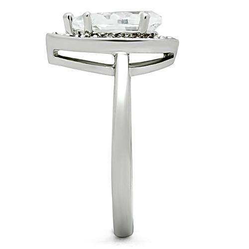 Alamode Rhodium Brass Ring with AAA Grade CZ in Clear - Alamode - Flyclothing LLC