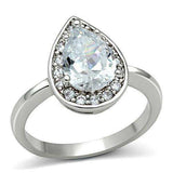 Alamode Rhodium Brass Ring with AAA Grade CZ in Clear - Alamode - Flyclothing LLC