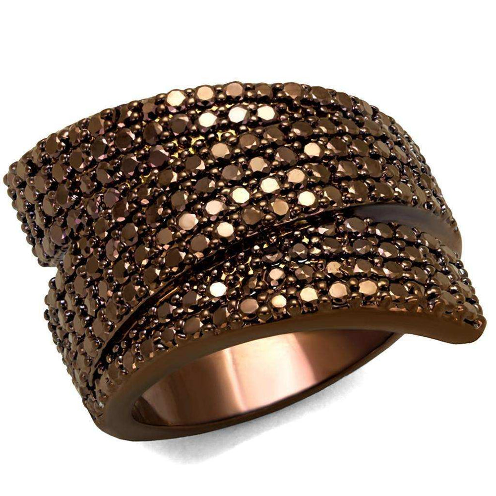 Alamode IP Coffee light Brass Ring with AAA Grade CZ in Light Coffee - Alamode - Flyclothing LLC