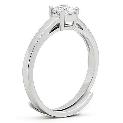 Alamode Rhodium Brass Ring with AAA Grade CZ in Clear - Alamode - Flyclothing LLC